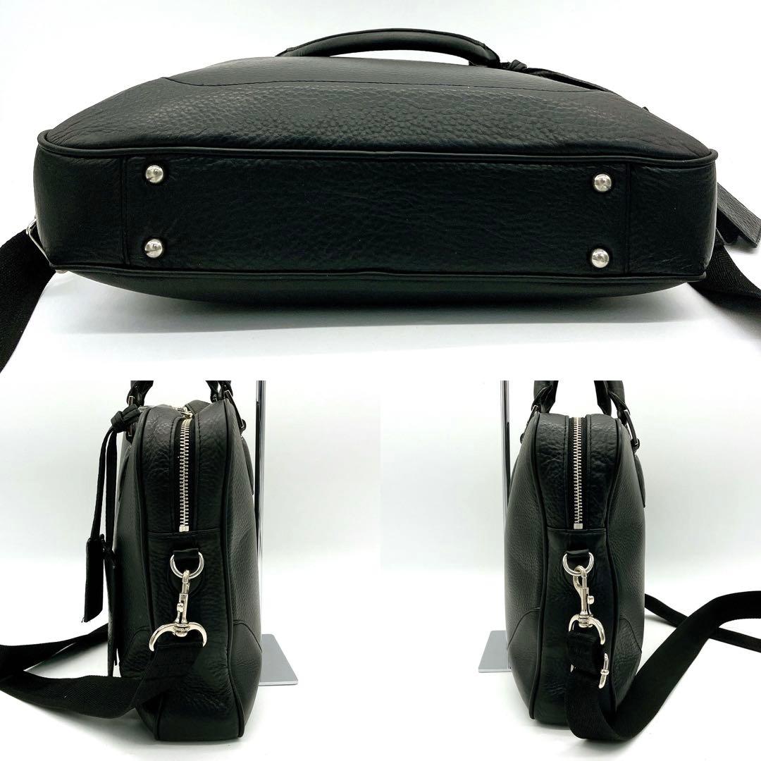 【PELLE MORBIDA】ビジネスバッグ　シルバー金具　レザー　ブラック