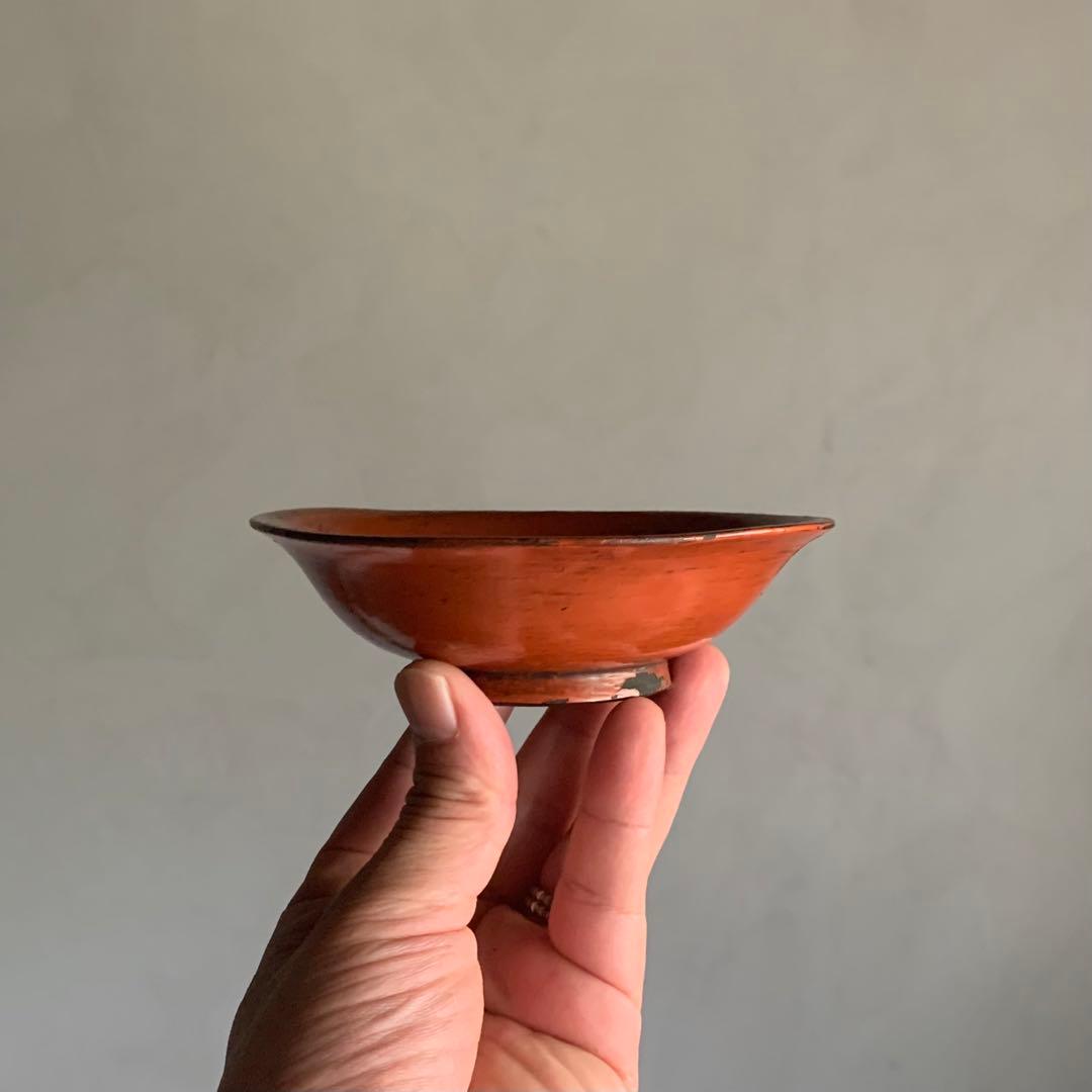 朱塗り 小椀 平盃 盃 小鉢 酒器 漆器 古美術 古道具 アンティーク No.1
