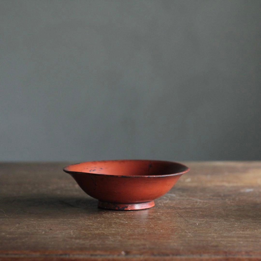 朱塗り 小椀 平盃 盃 小鉢 酒器 漆器 古美術 古道具 アンティーク No.1