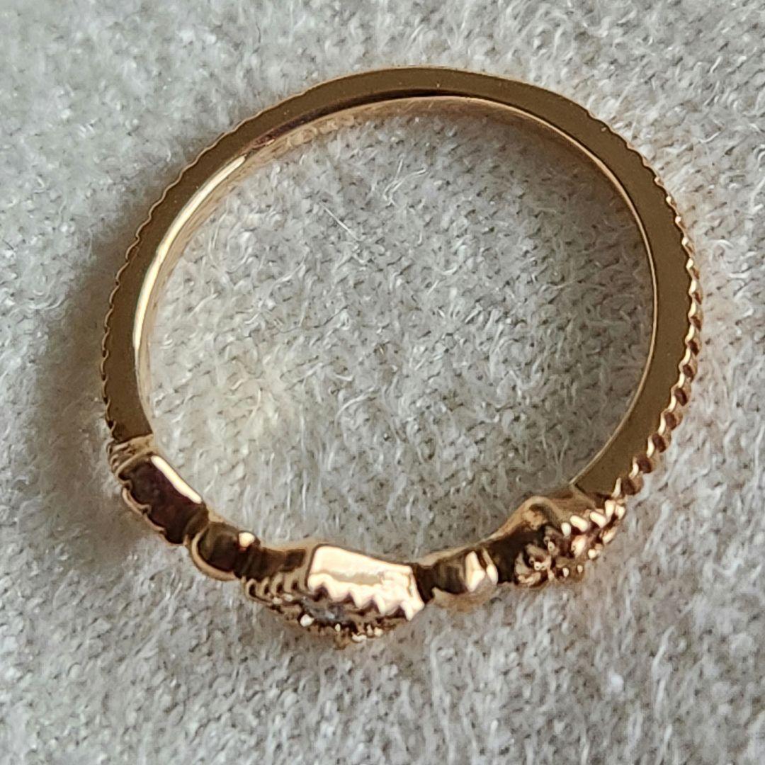 『豆福』ダイヤモンド♡1号【エテ】K10 スクエア ピンキーリング♪