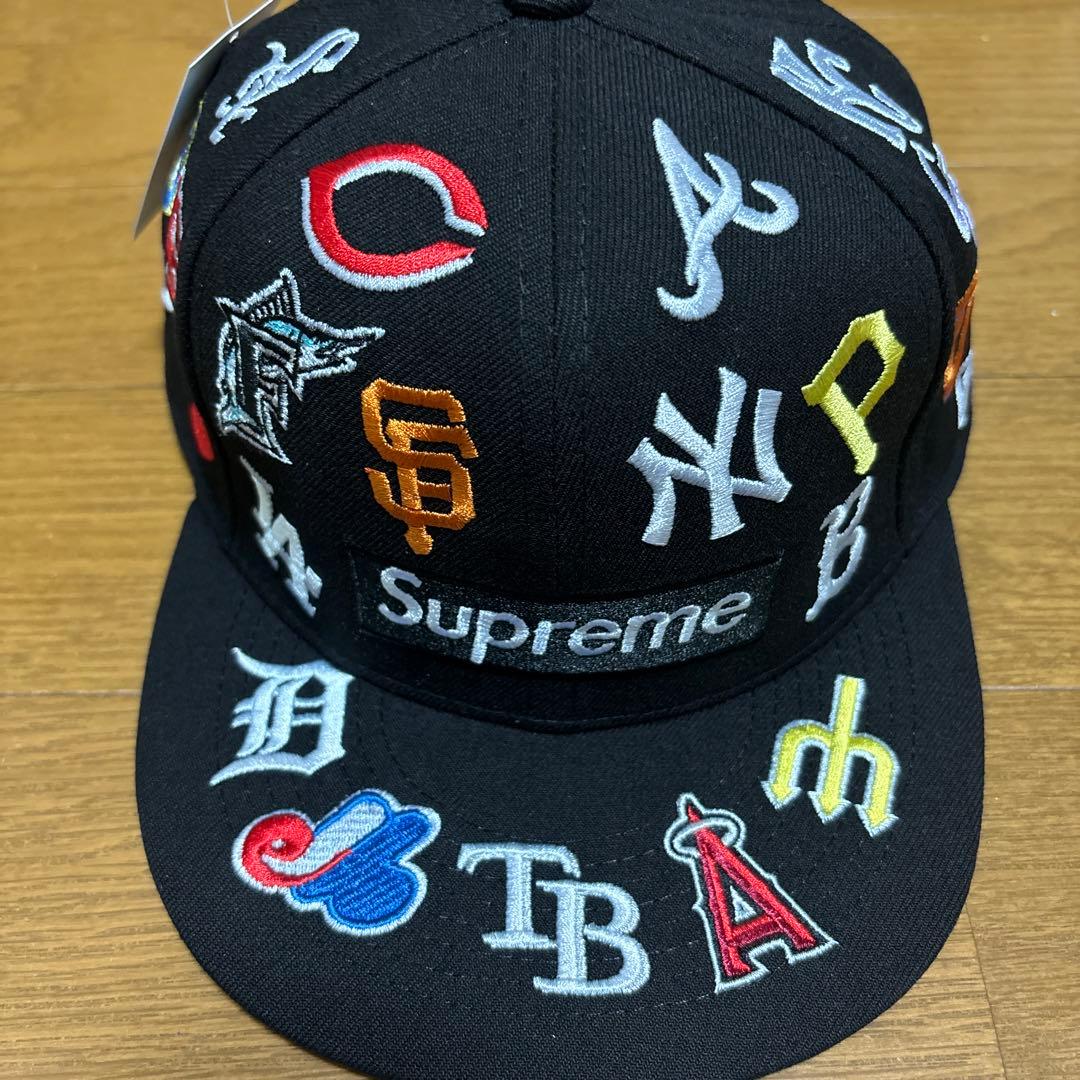 Supreme 刺繍ロゴ ベースボールキャップ 7 1/4 ブラック希少 Supreme