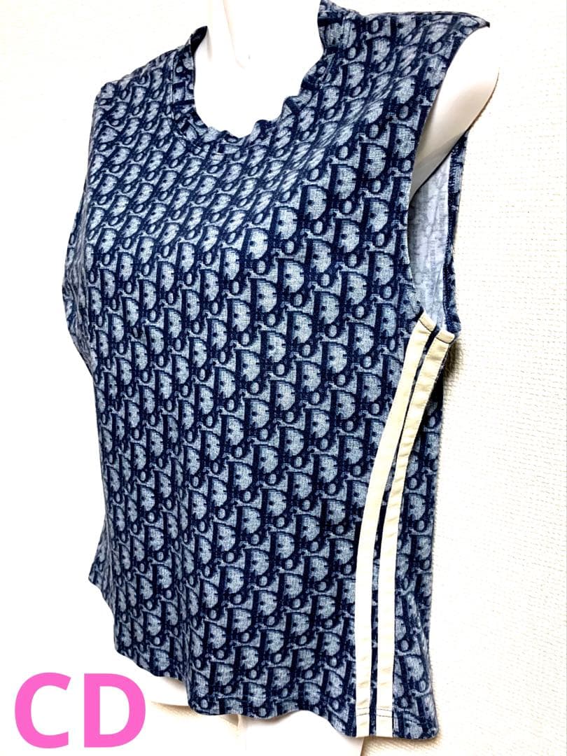 ⭐️Diorタンクトップ　ロゴネイビー2ストライプ✨❣️可愛い⭐️最終格安最安値⭐️