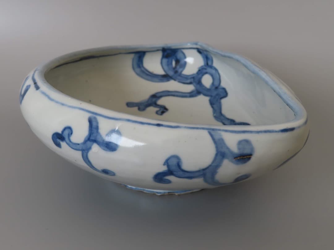 中国　明末清初　古染付大鉢　(検)青花 景徳鎮 祥瑞