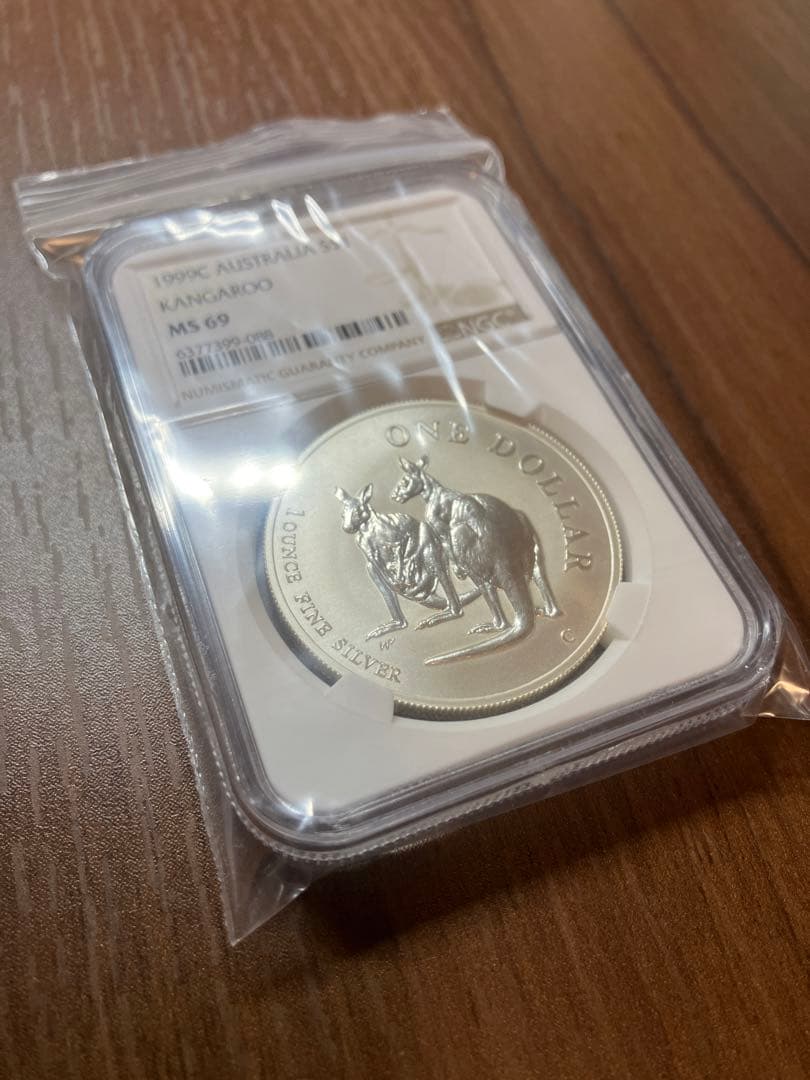 ☆純銀 銀貨1990年 オーストラリア 1ドル 銀貨 カンガルー MS69 鑑定