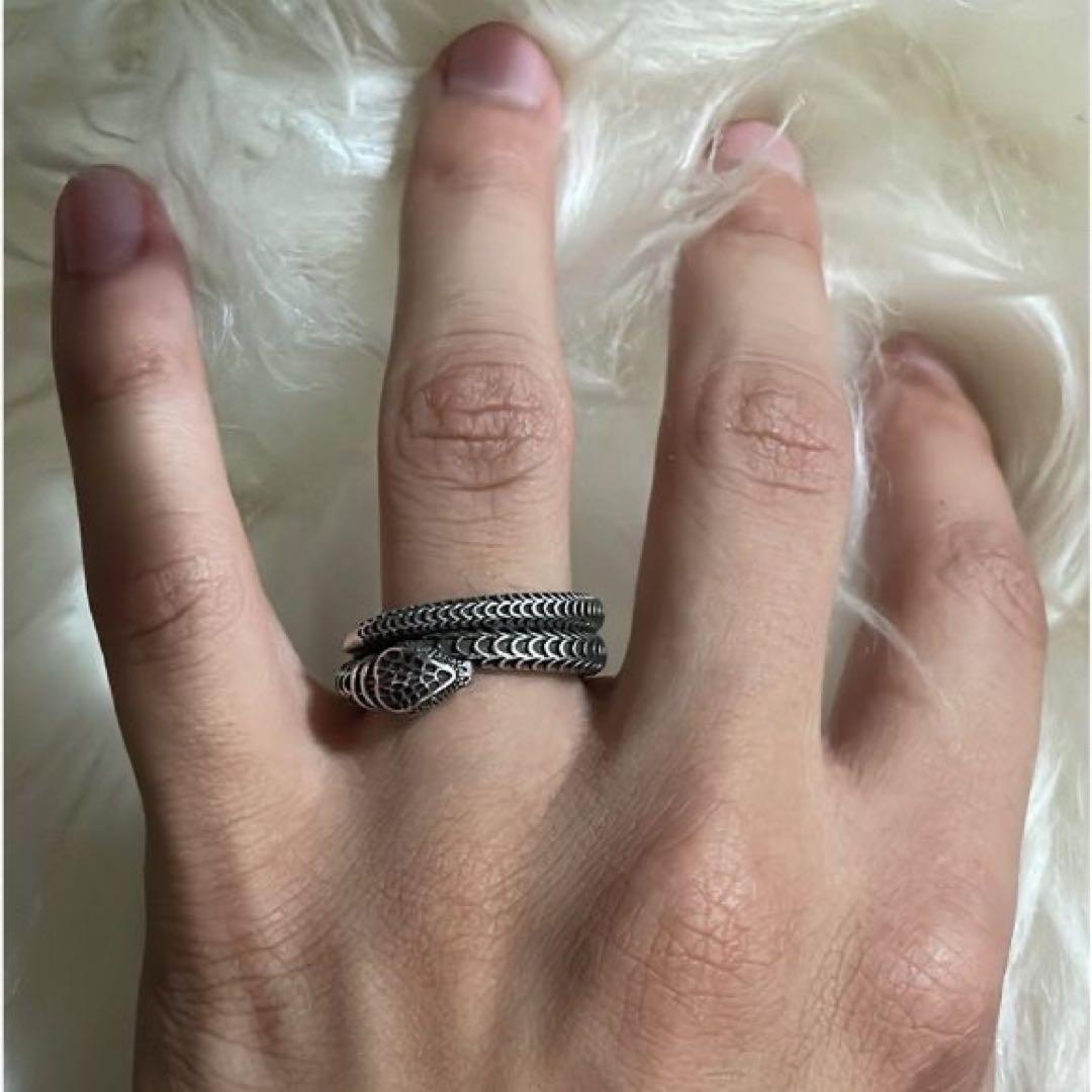 gucci ミケーレ期ガーデンスネークリング　ブルーラッカー　17号　デムナ