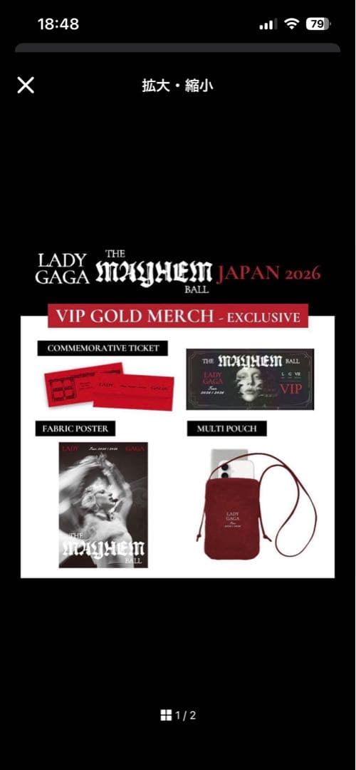LADY GAGA THE Mayhem Ball Japan 2026 VIP Gold Merch Exclusive