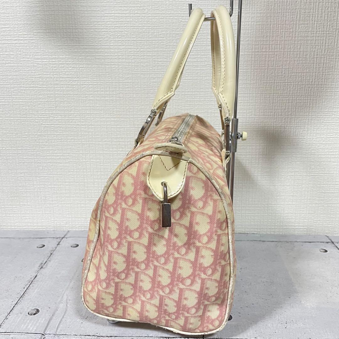 ディオール Dior ミニボストンバッグ トロッター柄 ホワイト ピンク　総柄