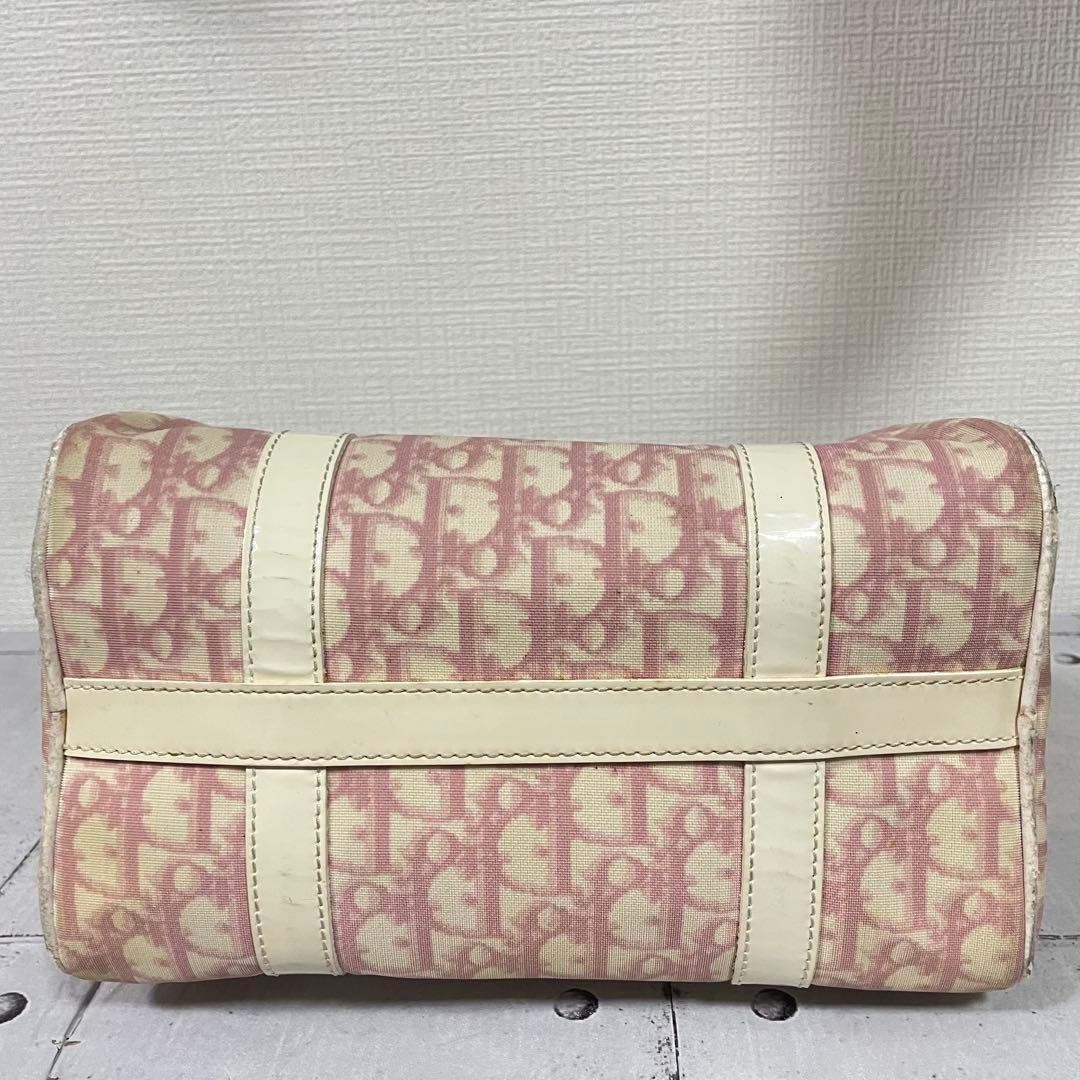 ディオール Dior ミニボストンバッグ トロッター柄 ホワイト ピンク　総柄