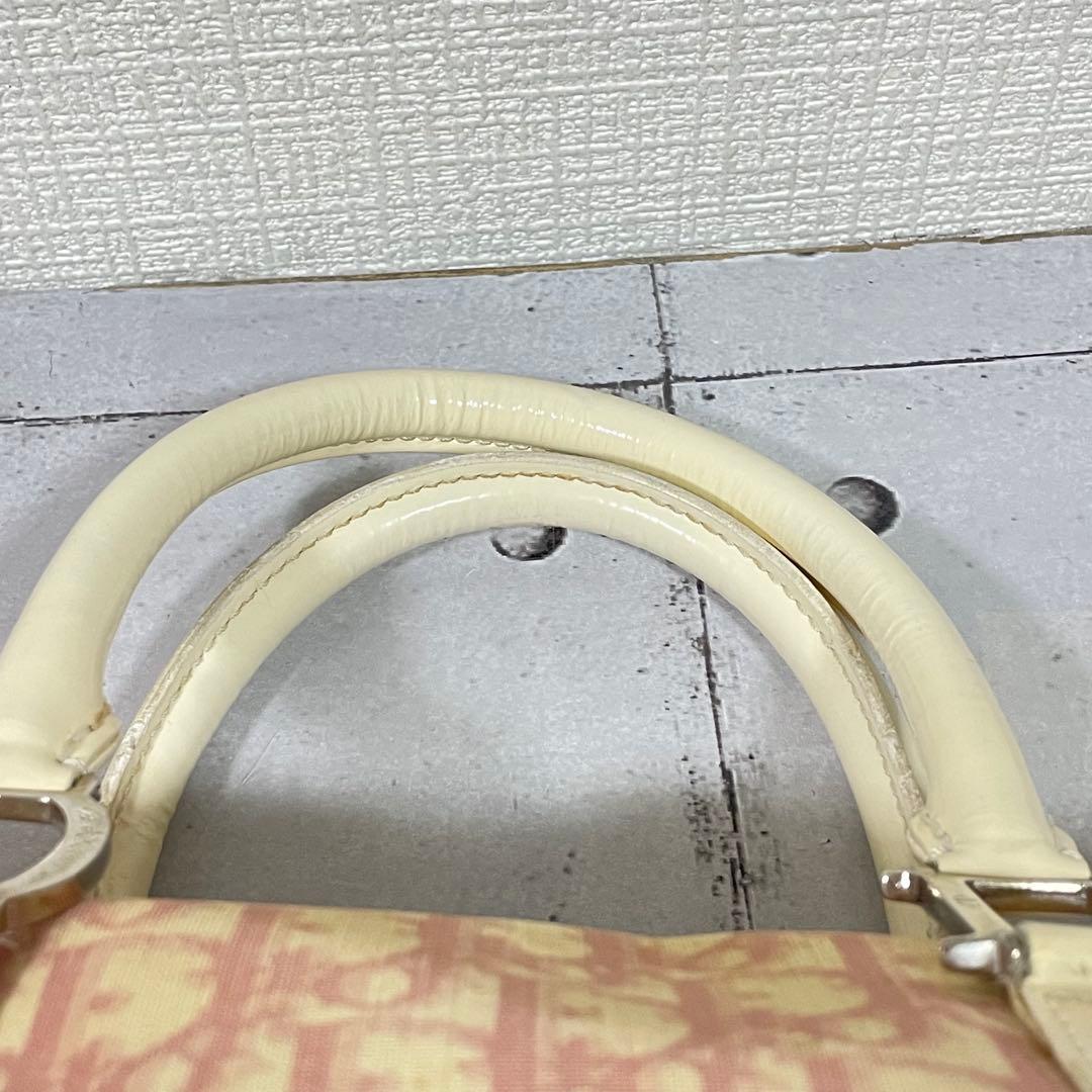 ディオール Dior ミニボストンバッグ トロッター柄 ホワイト ピンク　総柄