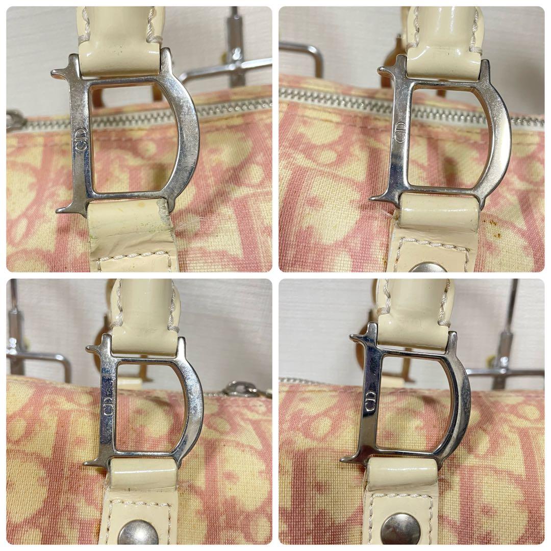 ディオール Dior ミニボストンバッグ トロッター柄 ホワイト ピンク　総柄