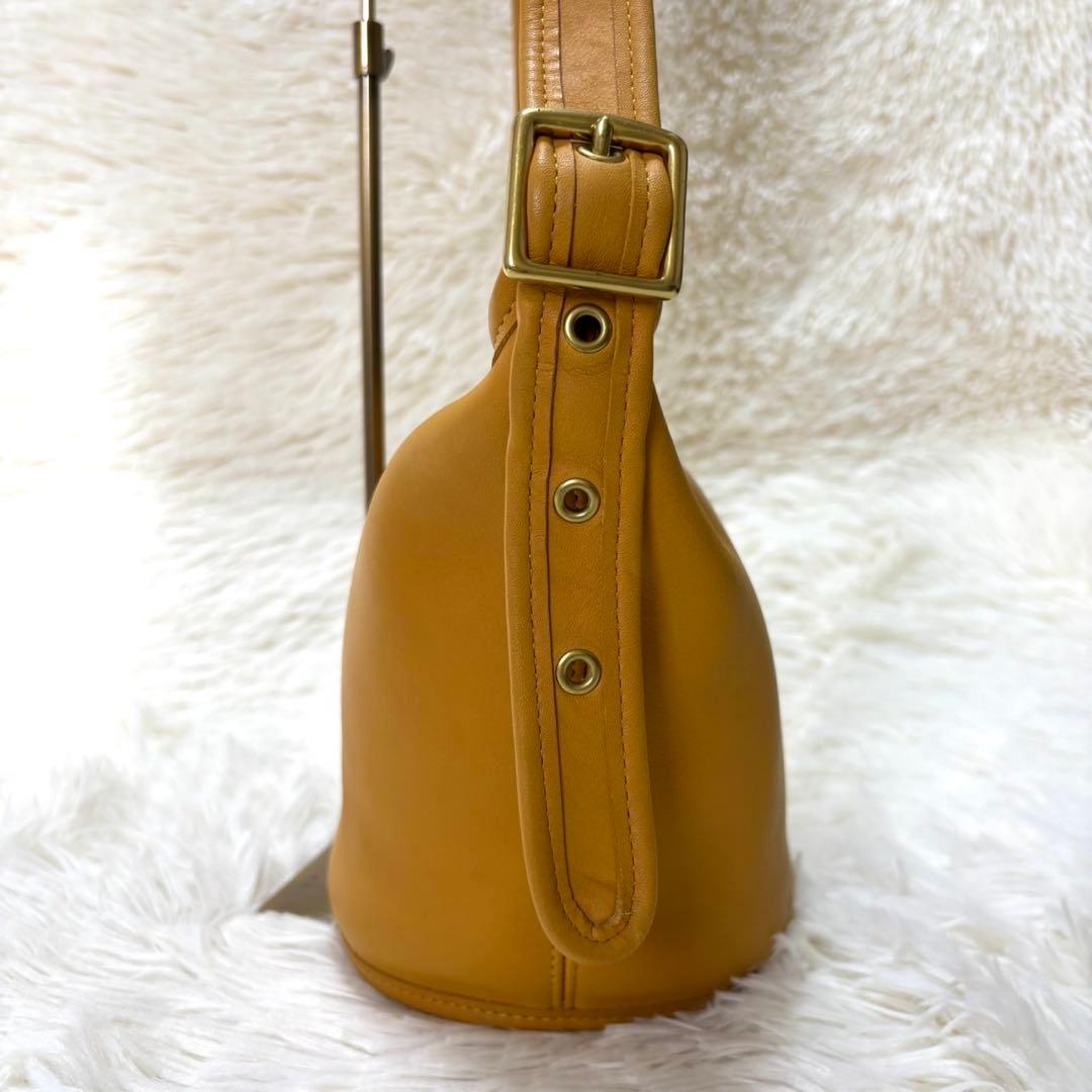 【美品】オールドコーチ　ショルダーバッグ　イエロー　レザー　9019　希少カラー