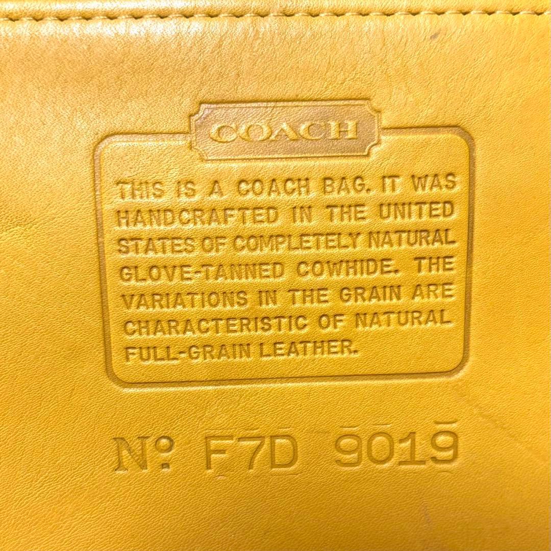 【美品】オールドコーチ　ショルダーバッグ　イエロー　レザー　9019　希少カラー