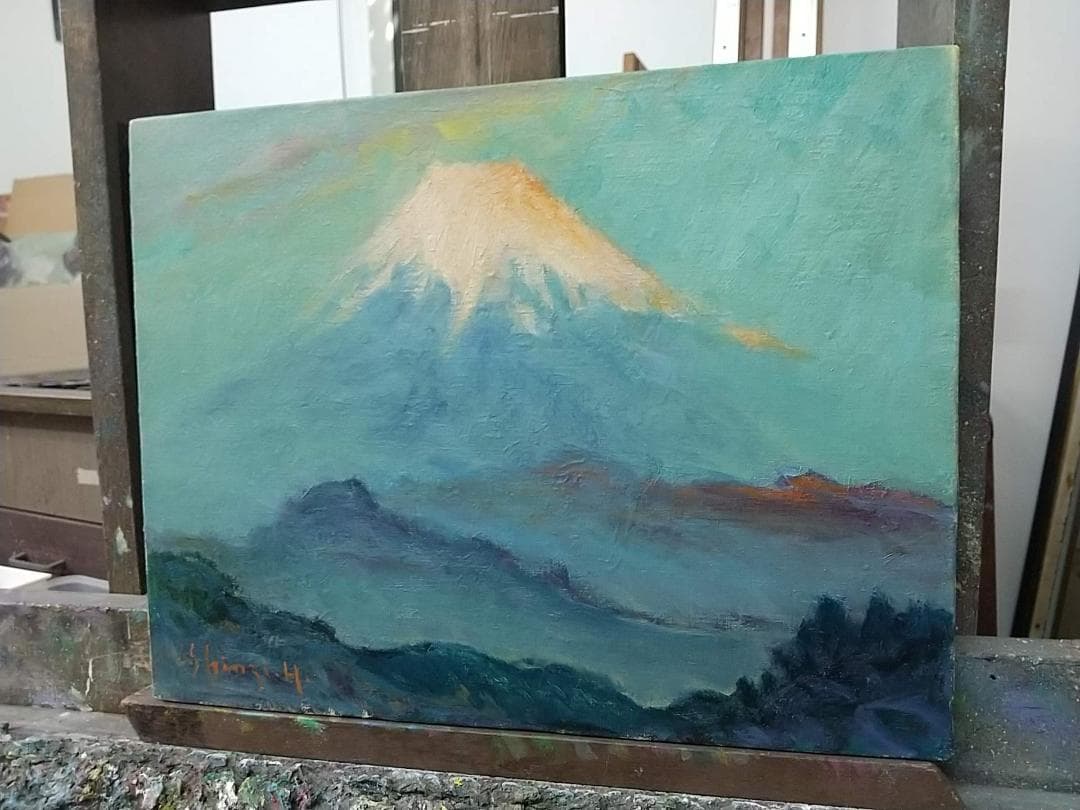 黎明富士」 F6 油絵 絵画 油彩画 アート 風景画 富士山の通販はau PAY