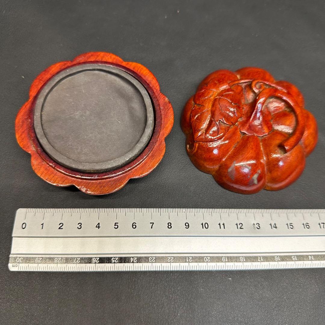 ♡Ea右1004 時代 硯 すずり 中国 端渓硯 南瓜 習字道具