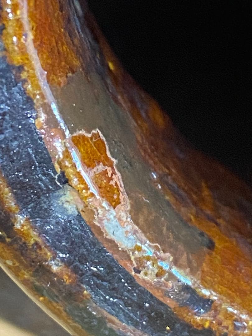 ♢希少！大樋焼 時代物 飴釉箆面取り 双耳壺 瓶 華道 茶道具 花生け