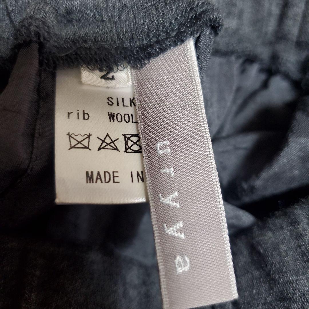 uryya シルク リブ パンツ チャコールグレー