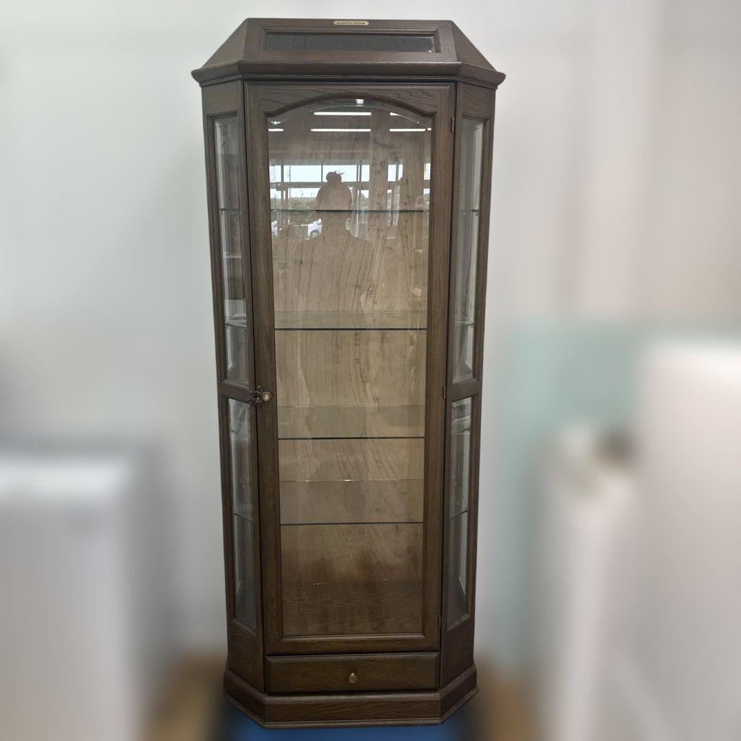 旭川 三陽家具工業 ガラスキャビネット 飾り棚 照明付き 訳あり