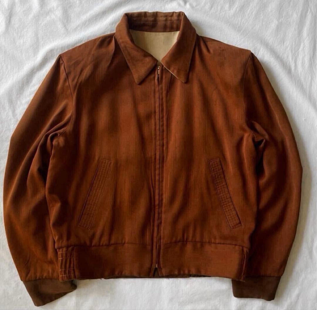 50s レーヨンギャバジンシャツ ピンク ハンドステッチ 50s ギャバ