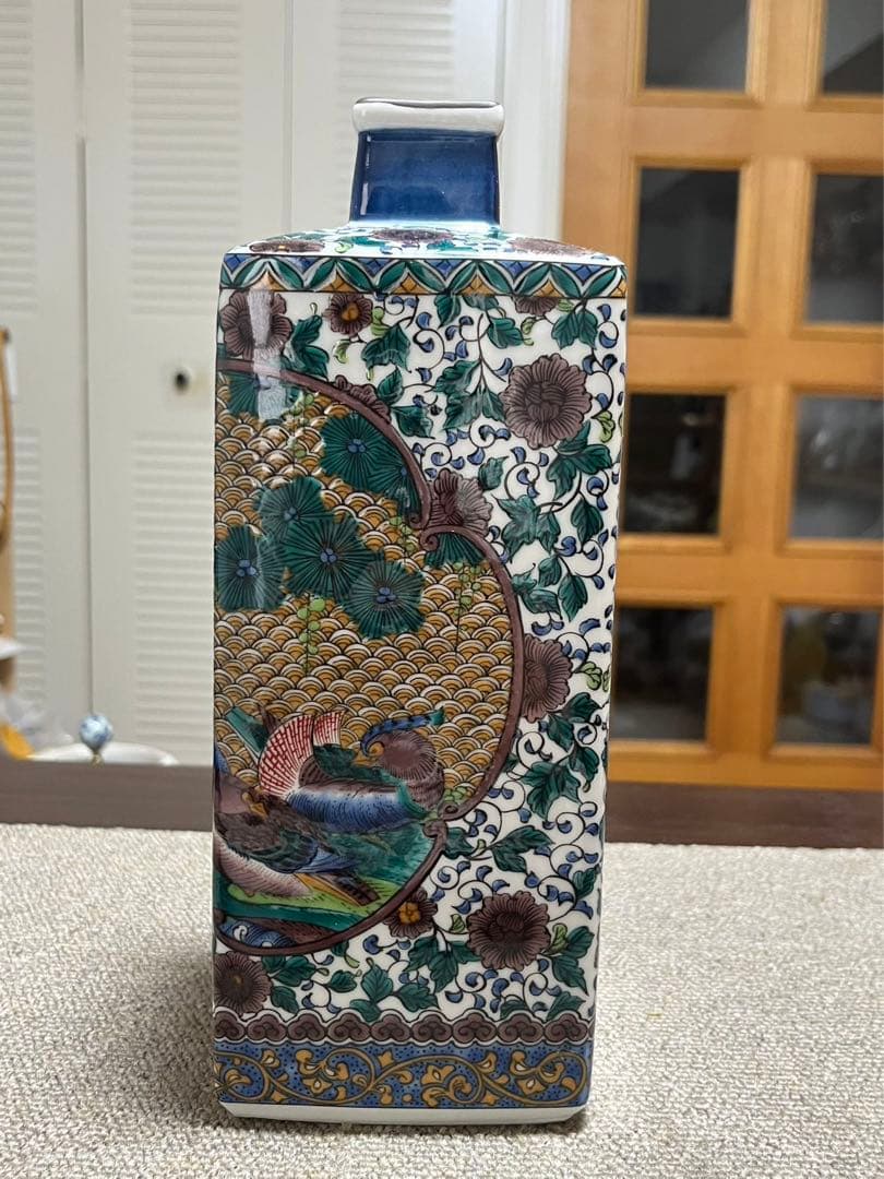 未使用 九谷焼 九谷 仙龍 花瓶 花鳥図 高さ約25ｃｍ