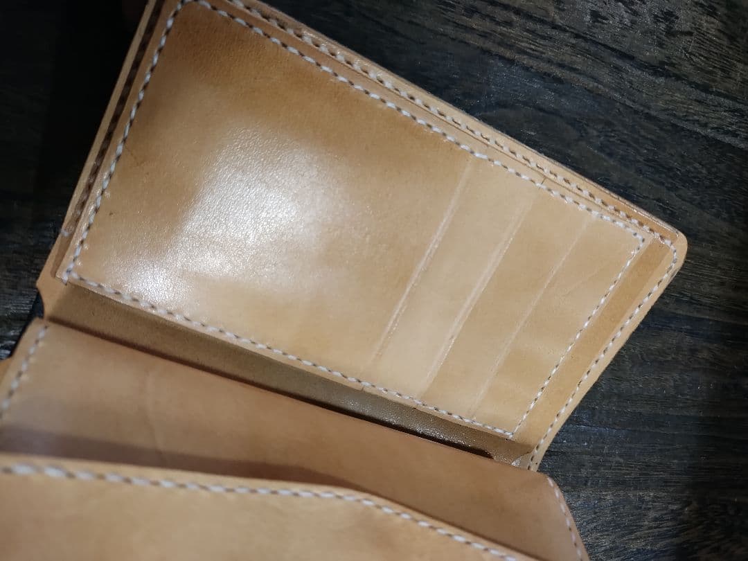 ホック式■レザーウォレット　ブラック＆ナチュラル