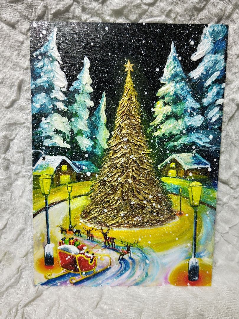 油絵 絵画【サンタの里】