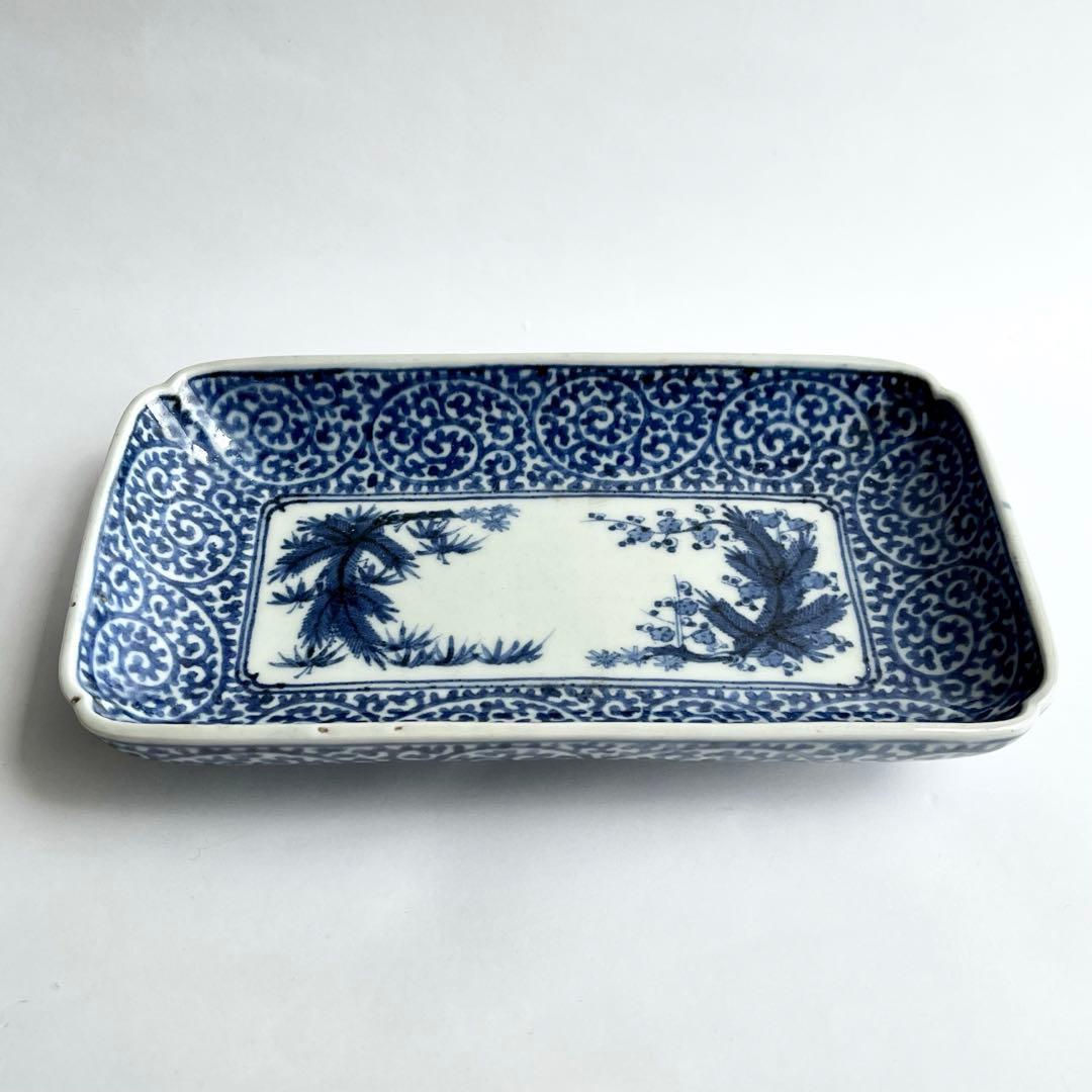 江戸中期 古伊万里 奇玉宝鼎之珍 染付 松竹梅 蛸唐草文 長皿 - メルカリ