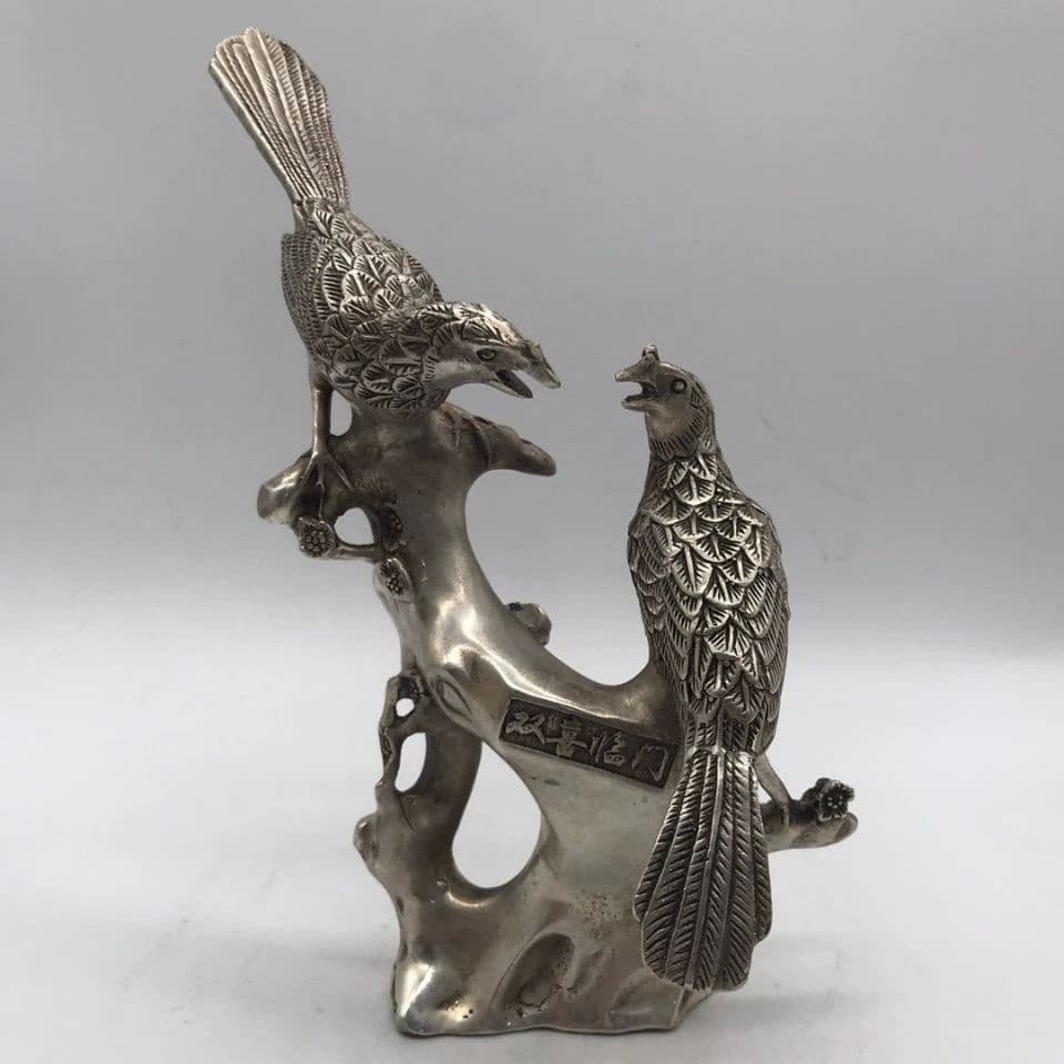 宣徳銅 金工細工浮き彫り『千鳥水模様』 火鉢 香炉 煎茶瓶掛 重さ3.9kg