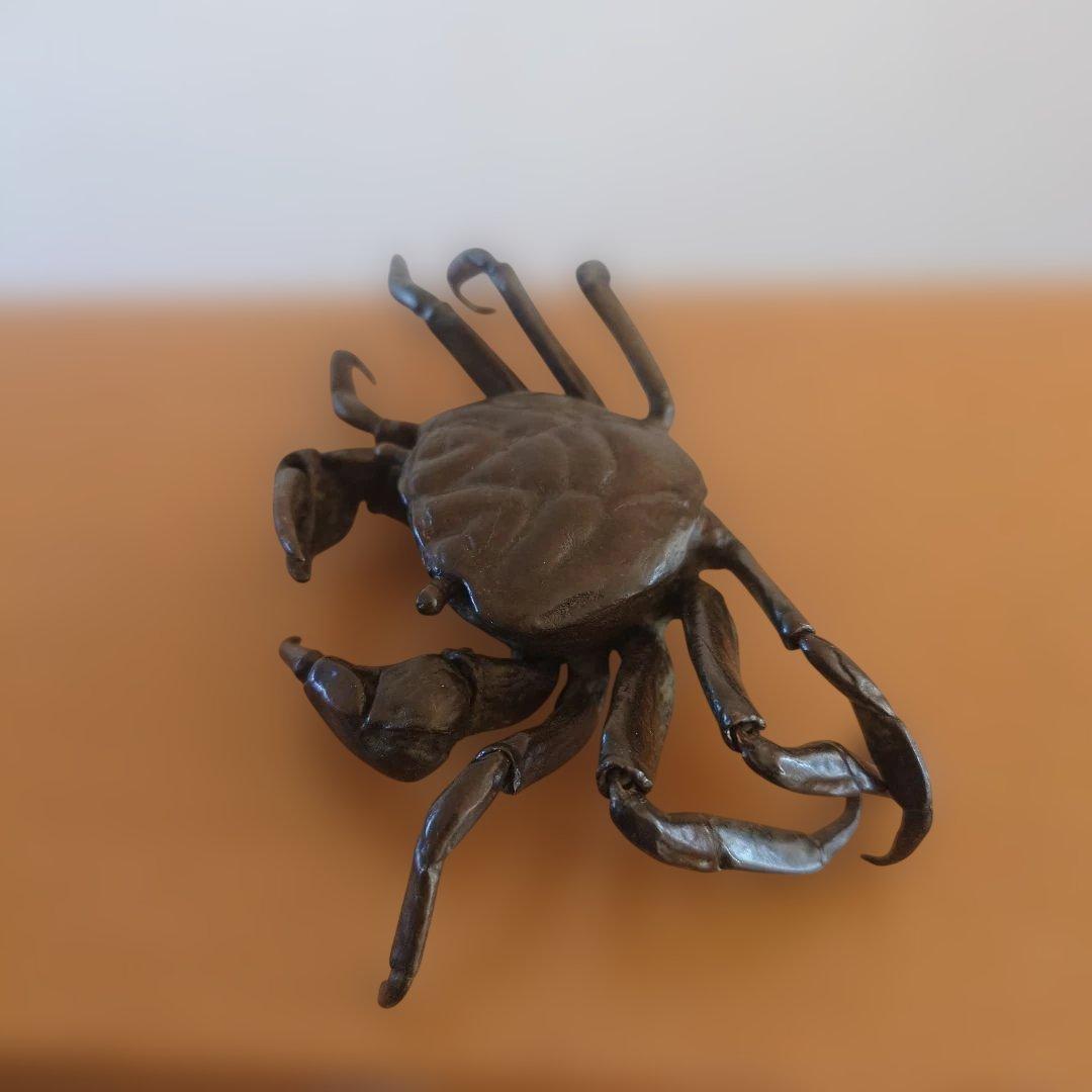 銅製 蟹 在銘 自在