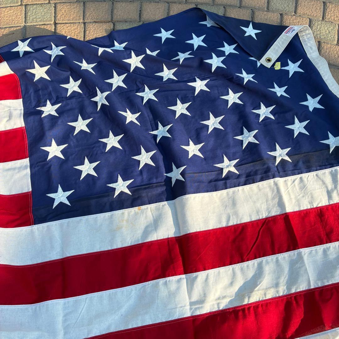 特大サイズ！BIG アメリカヴィンテージ星条旗刺繍フラッグ旗USA製
