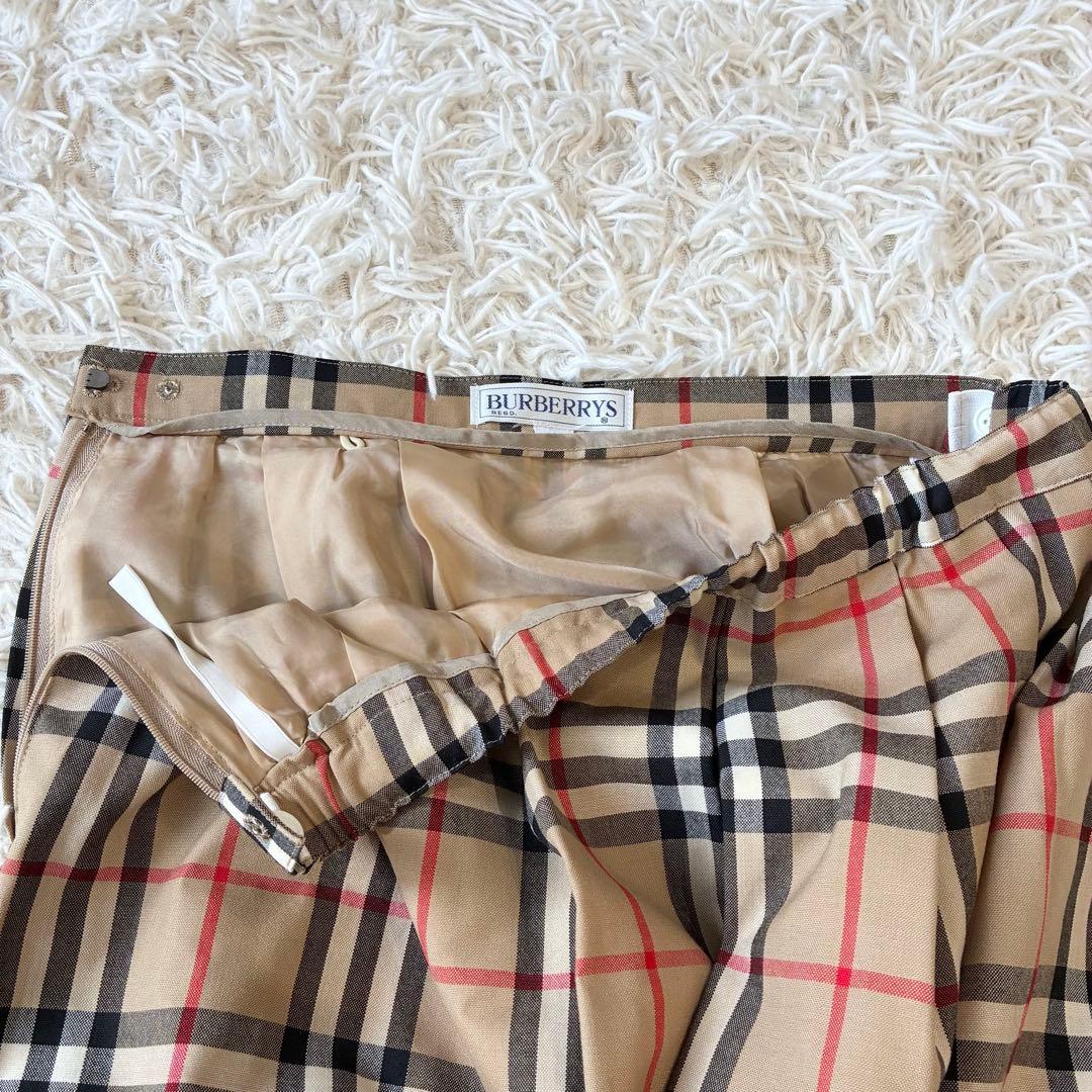 Burberrys ノバチェック柄 プリーツスカート ベージュ ウール