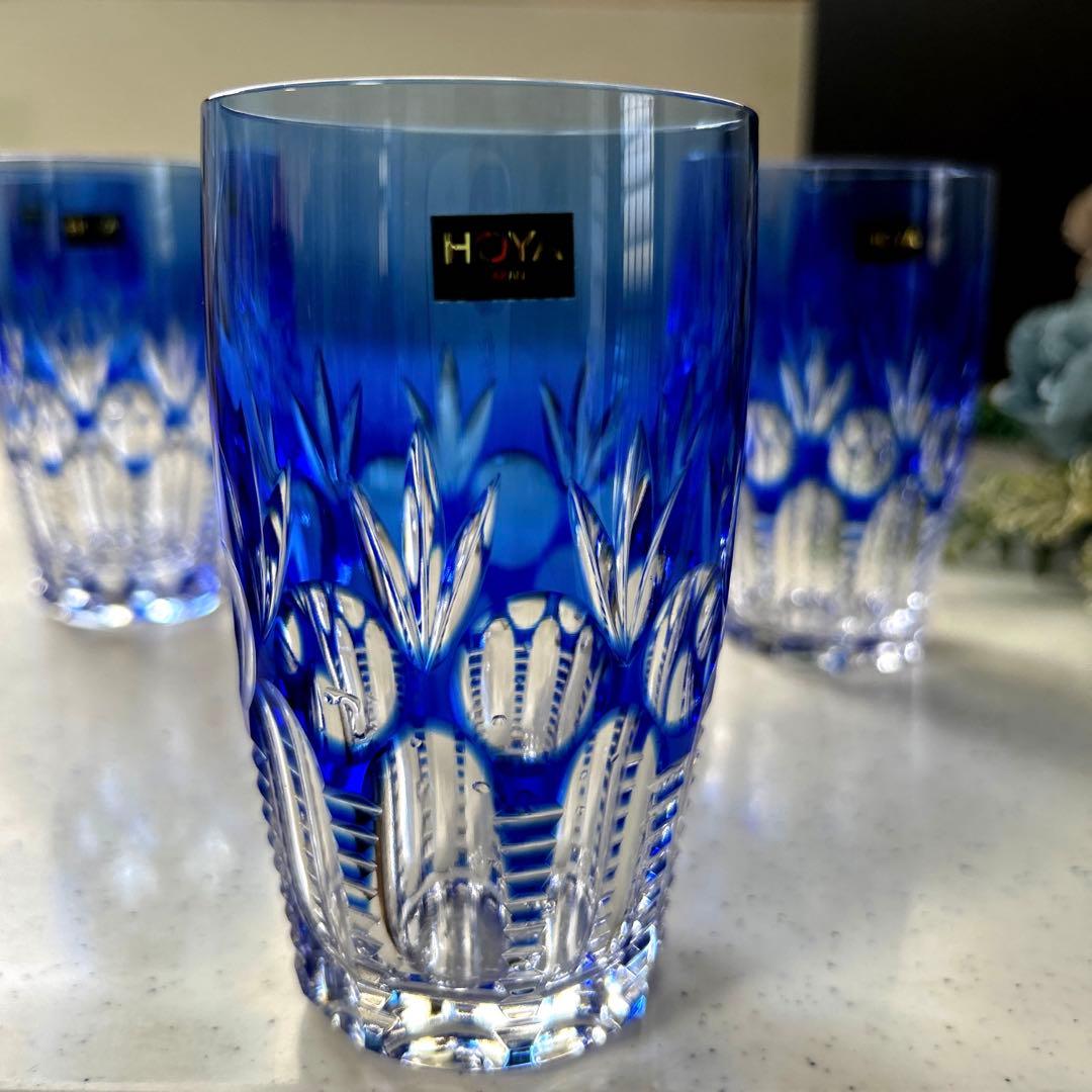 新品HOYAクリスタルグラス 色被せ切子 カットグラス タンブラー 薩摩