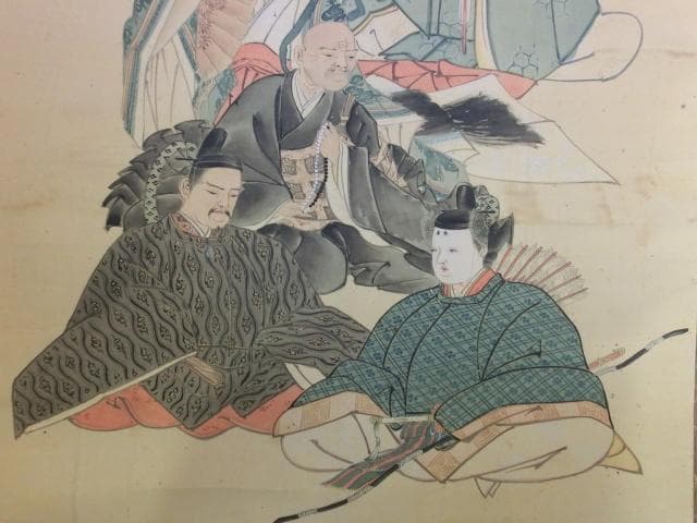 掛軸■紫峰作 武士 姫 坊主 侍 武者 桐時代箱 日本画 骨董品■⑩