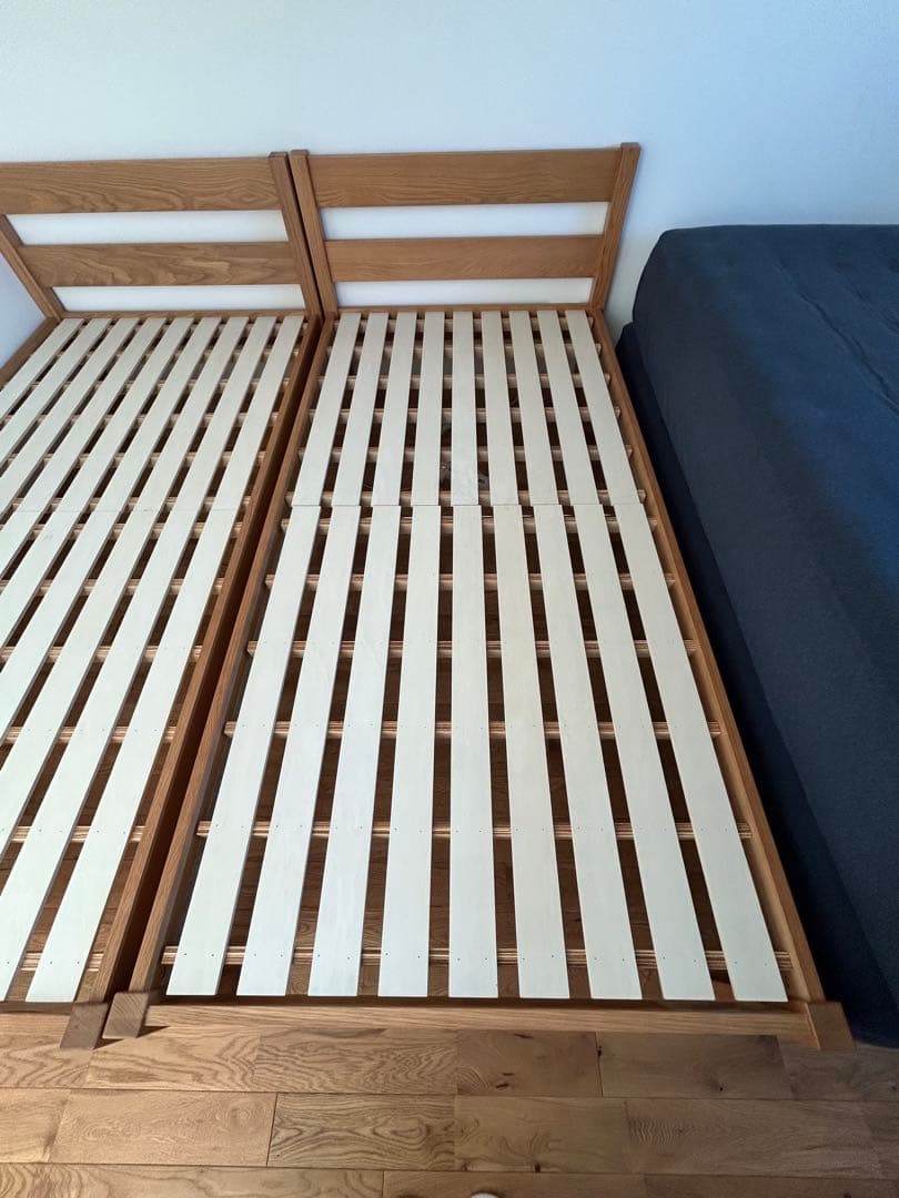 【直接受け渡し限定】木製ベッド2台(オーク材) 無印良品 フレームのみ シングル