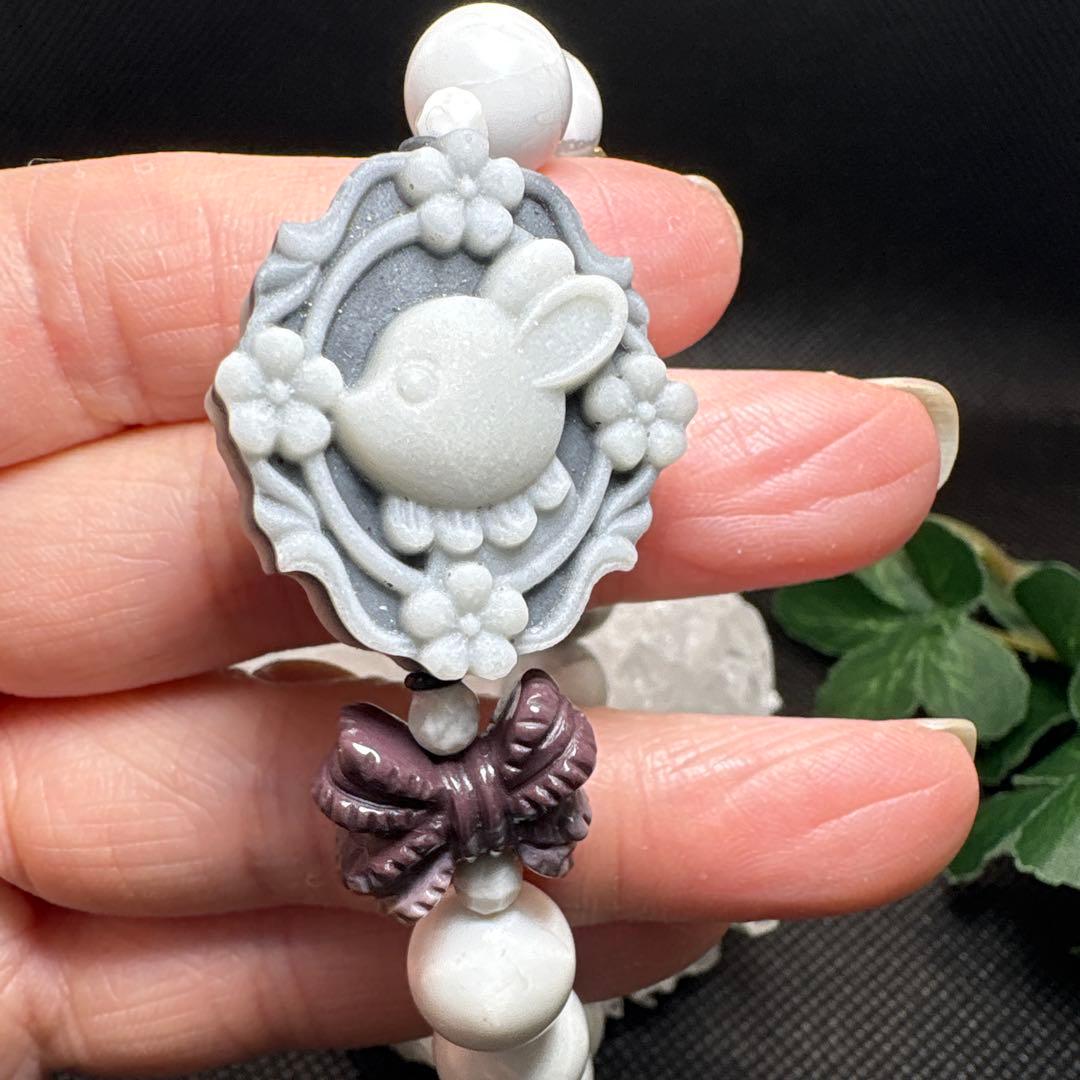 ＊いちごウサギ様お取置き＊太極石　ウサギ　ハウライト　ブレスレット