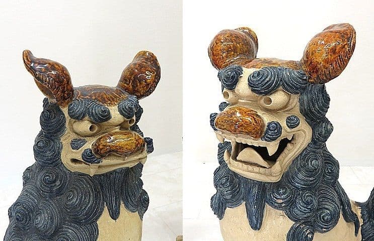 琉球焼 宮城陶房「宮城勝臣」作 大型シーサー一対 厚生労働大臣認定 現代の名工