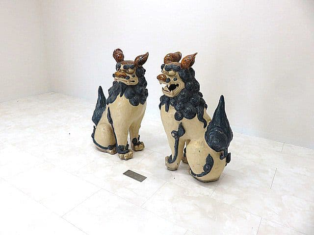 琉球焼 宮城陶房「宮城勝臣」作 大型シーサー一対 厚生労働大臣認定 現代の名工