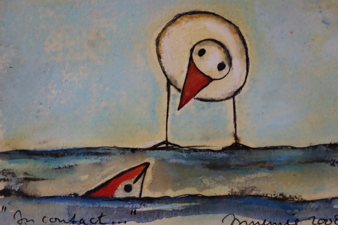 真作保証 ハンス・イヌメ 希少肉筆 板に水彩 額装 作品集・ポストカード付