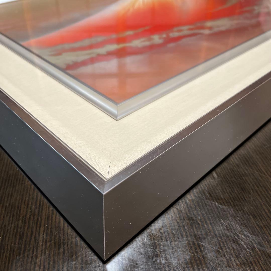 美芸彫金パネル 北晴山作 黎明赤富士 80cm 絵画 額縁 金属工芸 吉祥