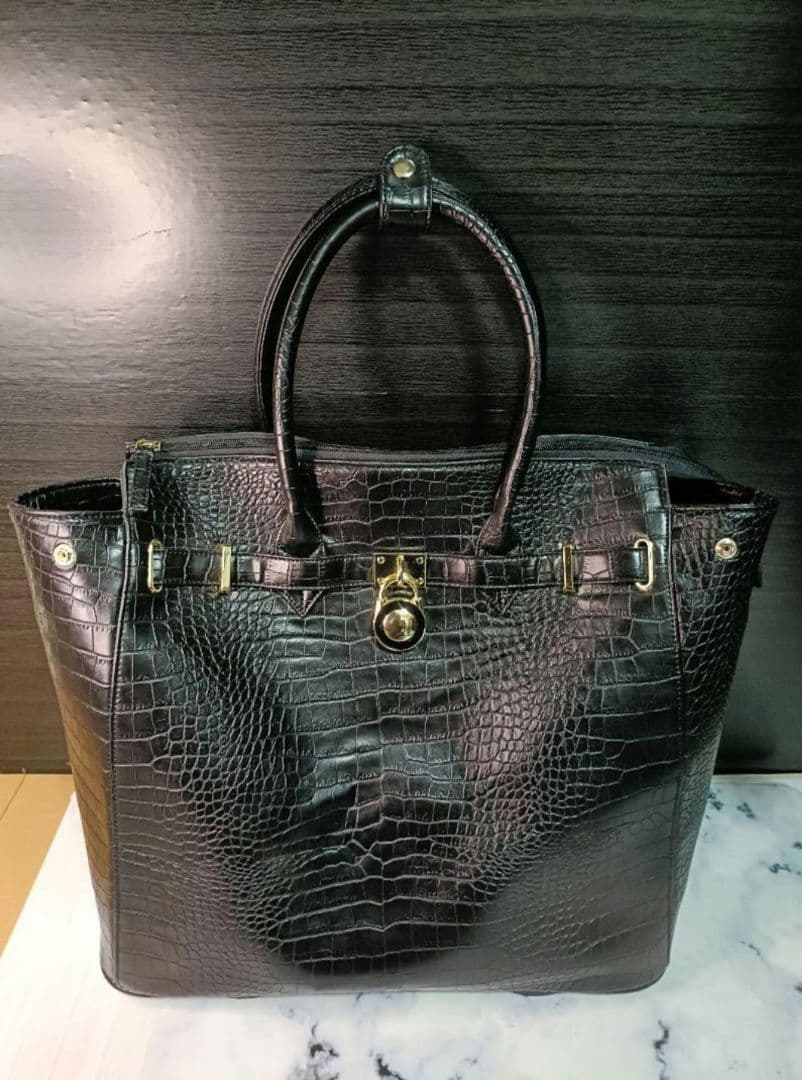 cooco クーコ クロコ型押しキャリーカート アルミハンドル 2way 黒