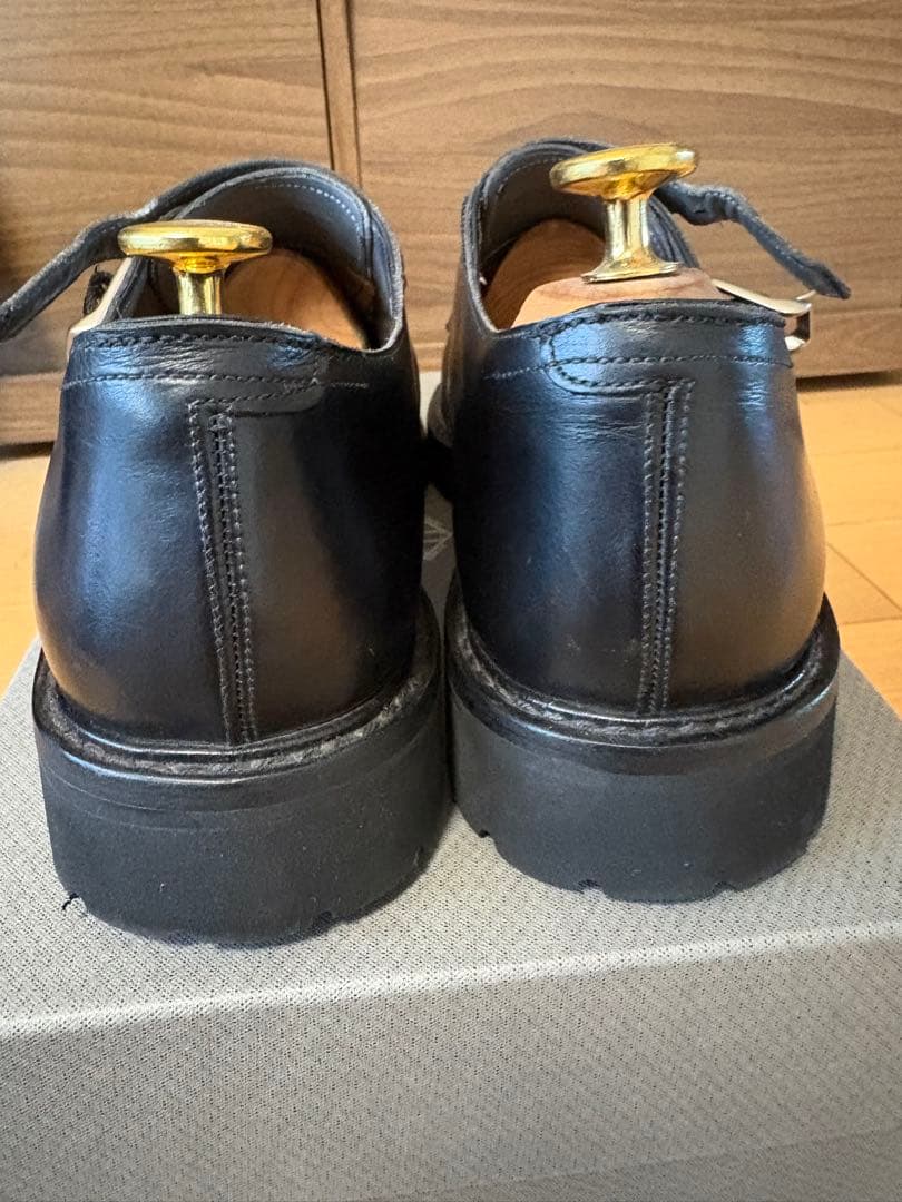 WH ダブルエイチ ダブルモンクストラップシューズ ブラック