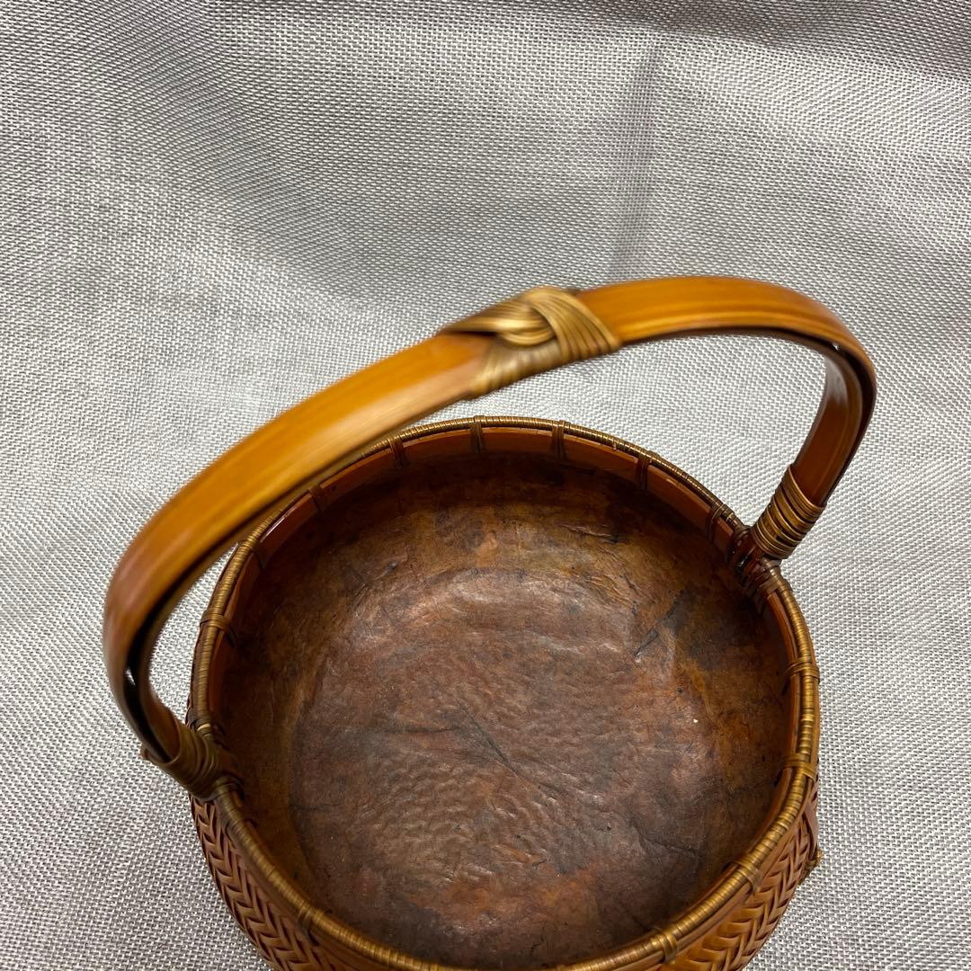未使用網代編み炭斗比呂行作竹細工伝統工芸品茶道茶道具