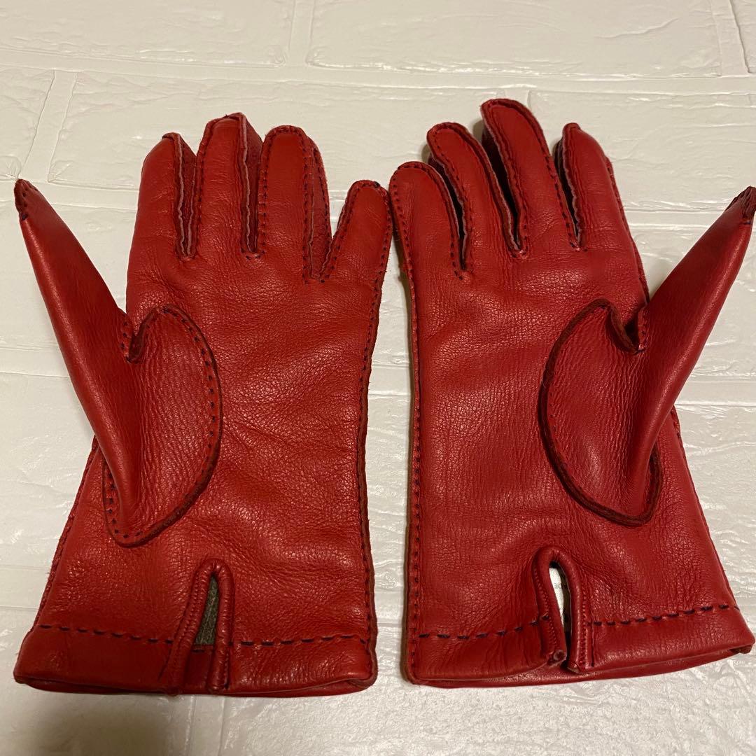 イタルグアント Italguanto ペッカリー 革 手袋 赤 レッド 7.5 - WWW