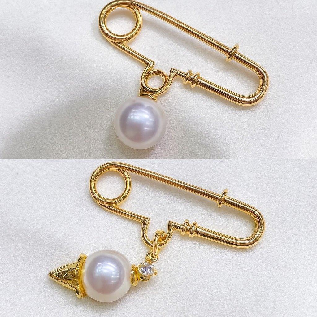 K18YG WG PG ブローチ 安全ピン チャーム留め ピアス 繋ぎ 18Kの通販は