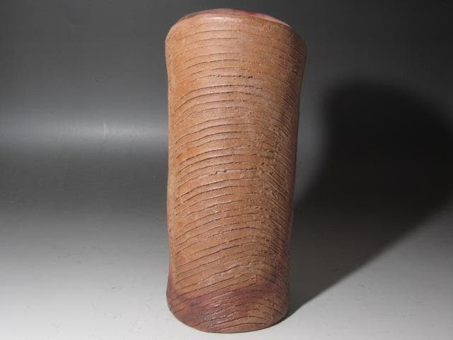 北大路魯山人 備前クシメ花入 味わい深い一品 x326 皿北大路魯山人