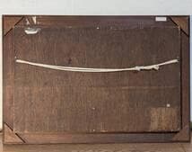 真作】絵画 油彩8号 静寂なる湖畔と遠山 ブルートーンに包まれた朝景