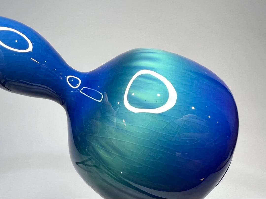 人間国宝】三代 徳田八十吉 燿彩 花生 約15.5cm 金彩銘