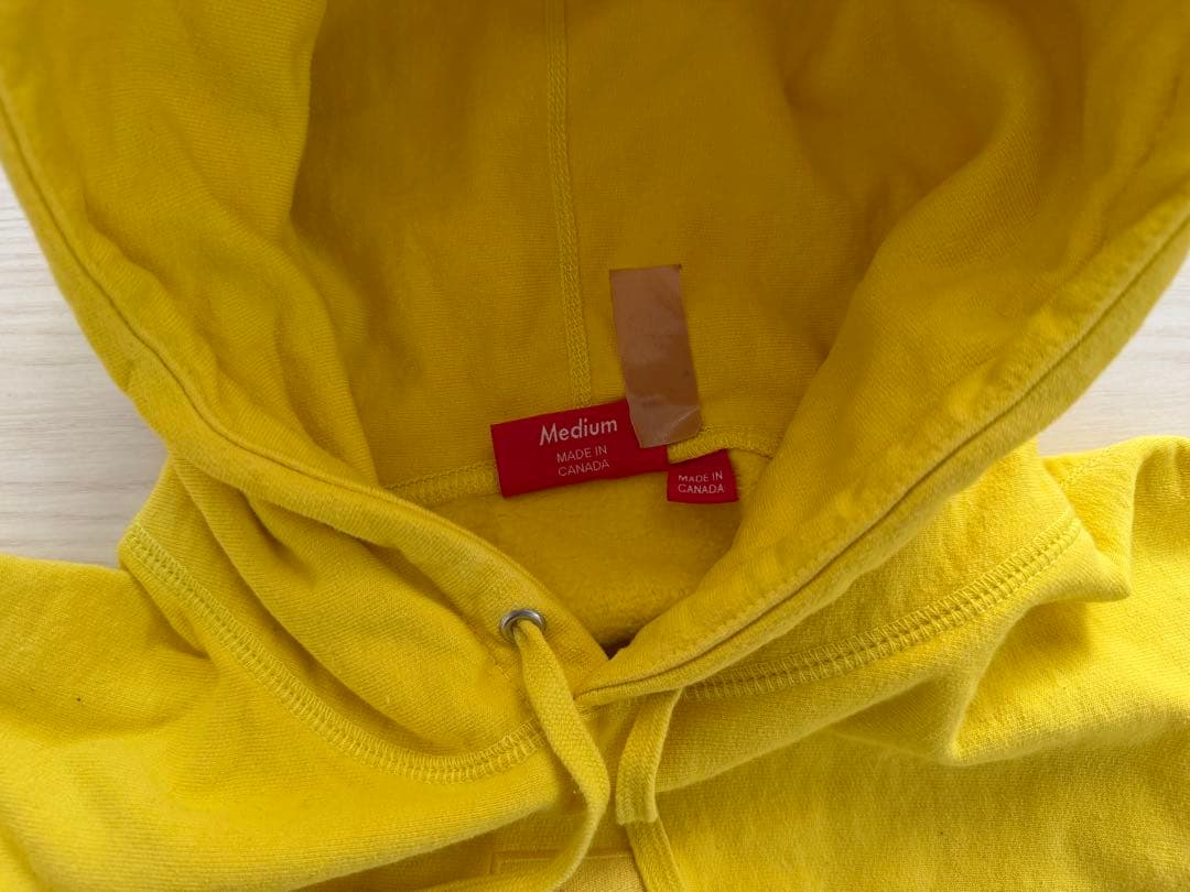 Supreme イエロー フード付きクロスボックスロゴパーカー
