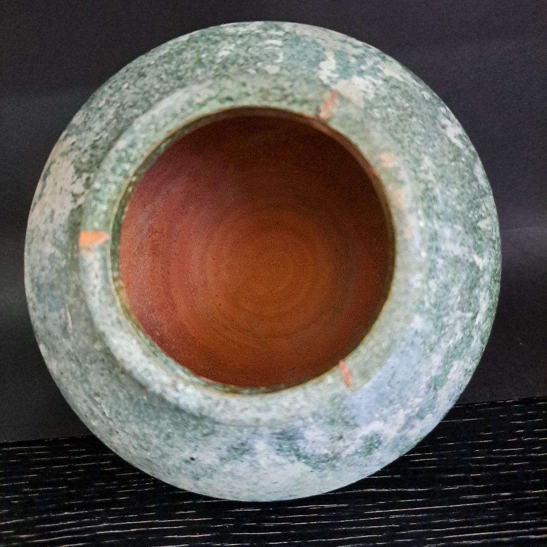 お値下げ中発掘品中国古玩緑釉銀化古壺一世紀頃漢時代