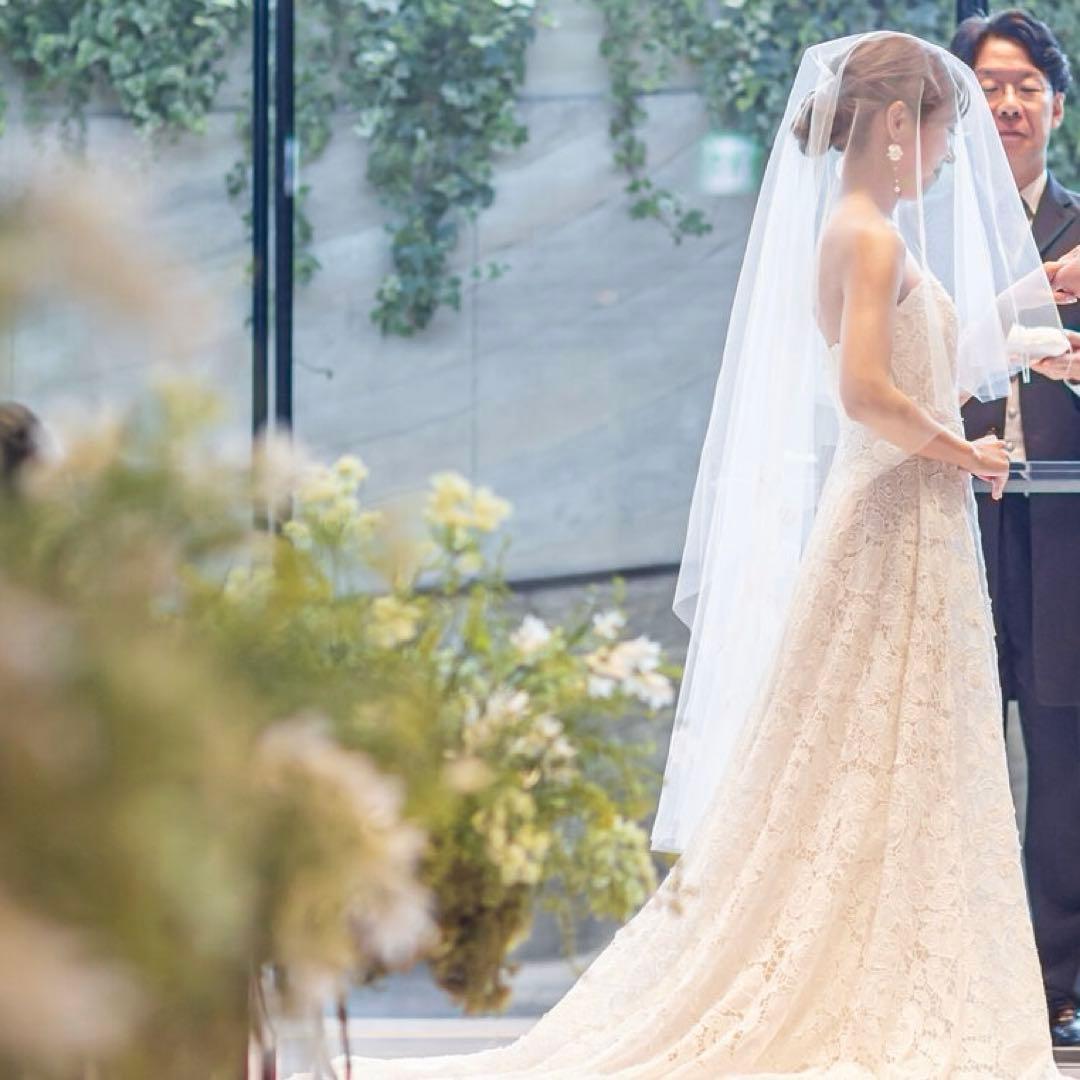 TREATMAISON花柄刺繍ミドルタイプベール　ギャザー無し 80×120cm