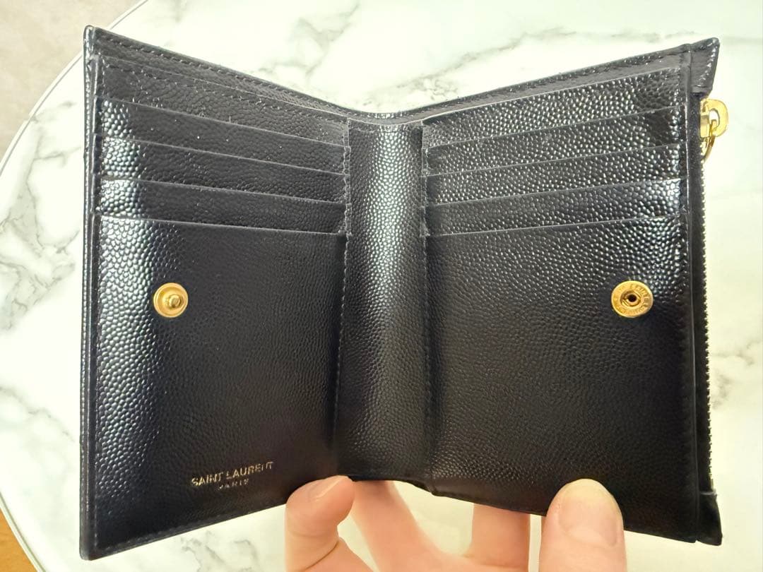 SAINT LAURENT モノグラム 二つ折り財布 ブラック